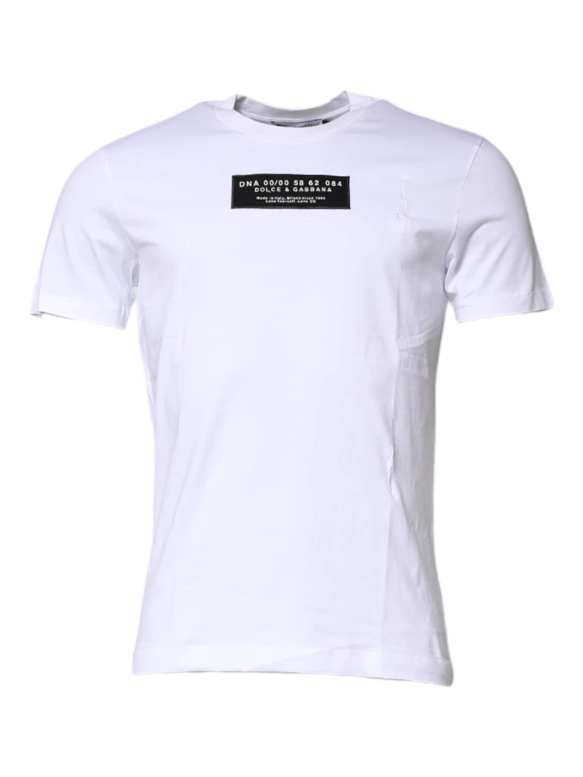 White Cotton Logo Patch Crew Neck T-shirt