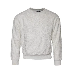 White Cotton Fleece Crew Neck Sweater
