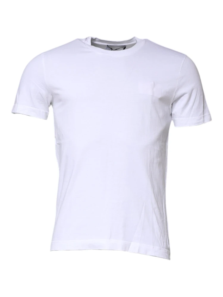 White Cotton Crew Neck Short Sleeves T-shirt