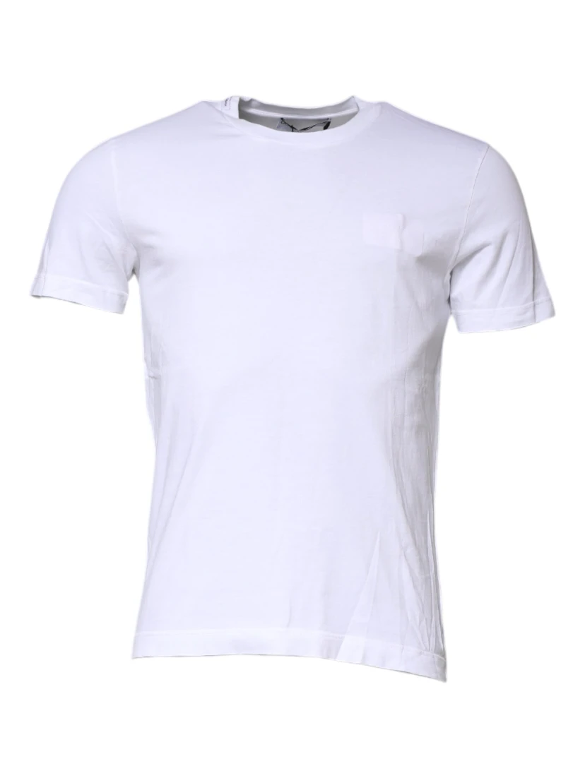 White Cotton Crew Neck Short Sleeves T-shirt