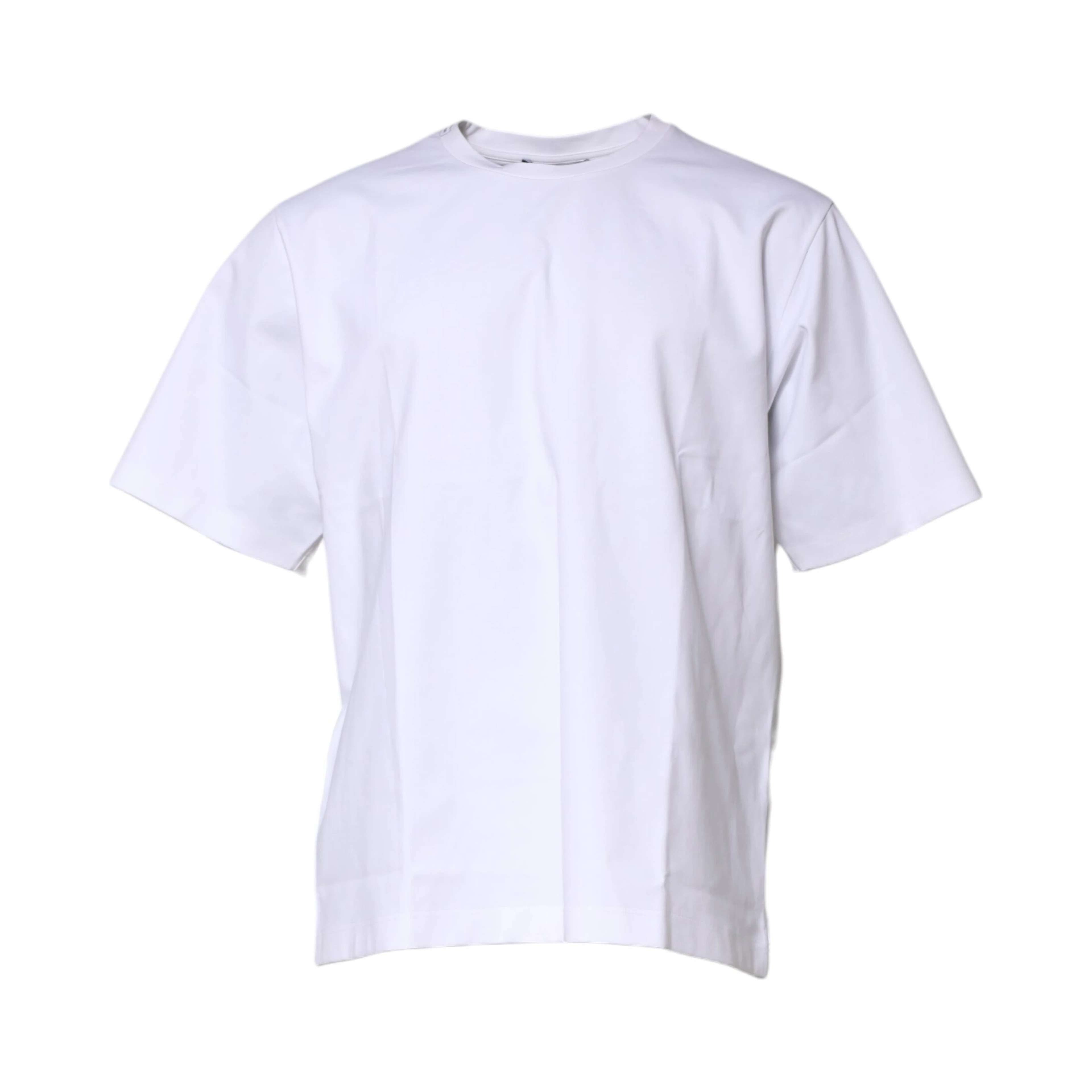White Cotton Short Sleeves Crew Neck T-shirt