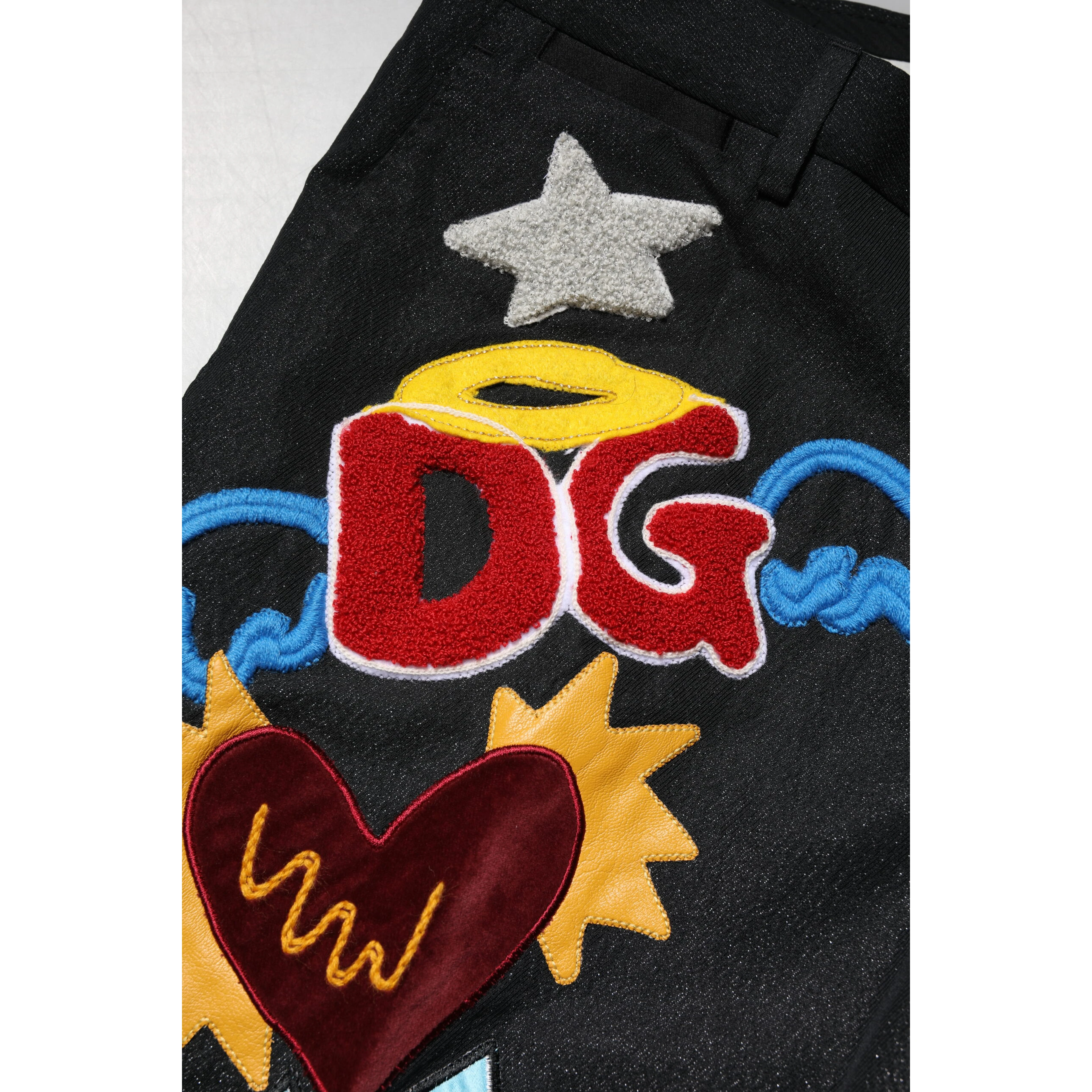 Black Graphic Embroidery Men Pants