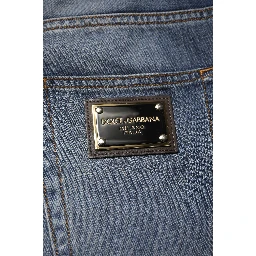 Blue Washed Tattered Cotton Men Jeans