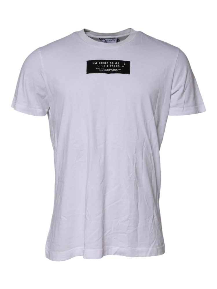 White Cotton Logo Patch Crew Neck T-shirt