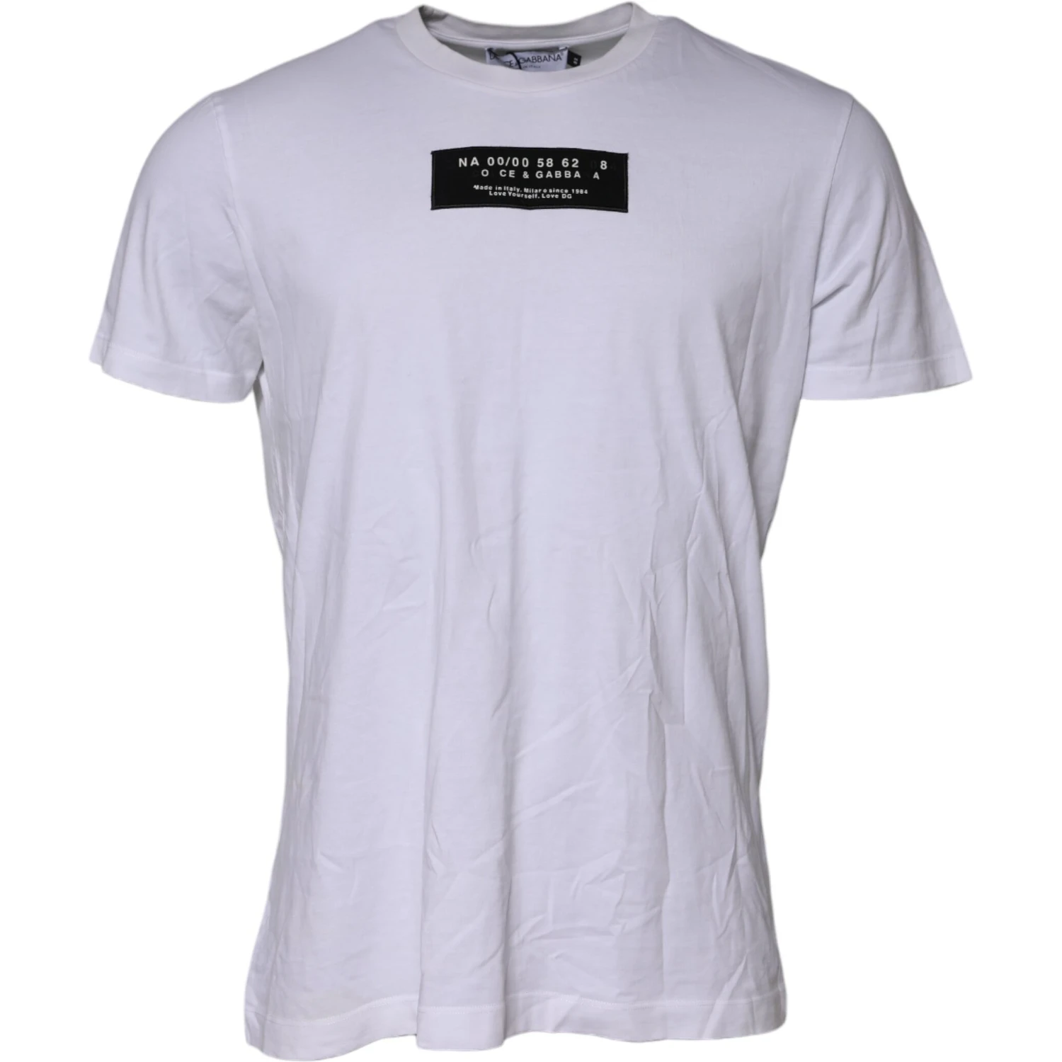 White Cotton Logo Patch Crew Neck T-shirt