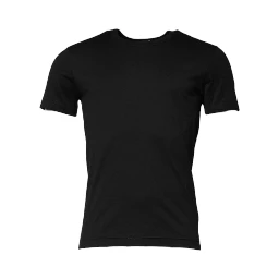 Black Cotton Short Sleeves Round Neck T-shirt