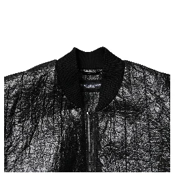 Black Logo Plaque Bomber Full Zipper Jacket