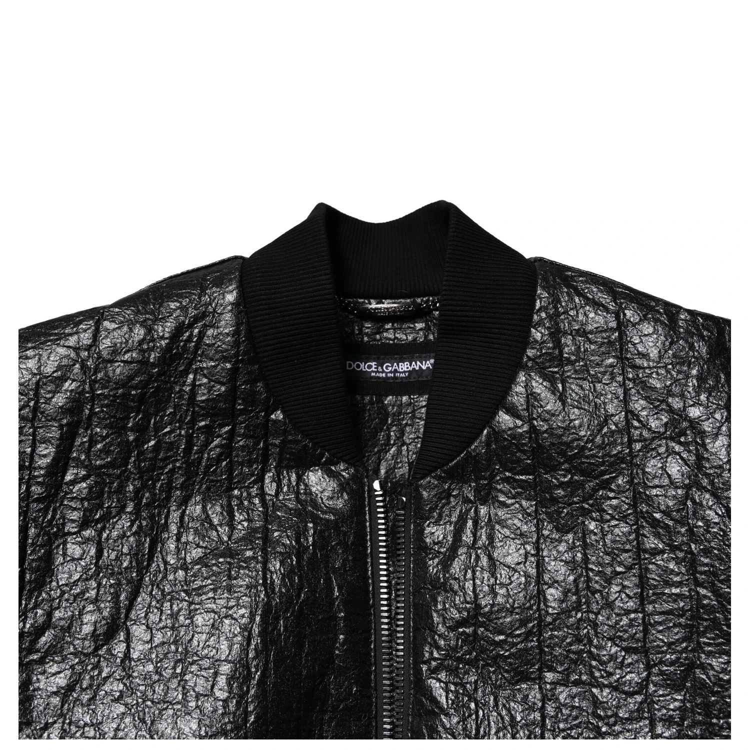 Black Logo Plaque Bomber Full Zipper Jacket