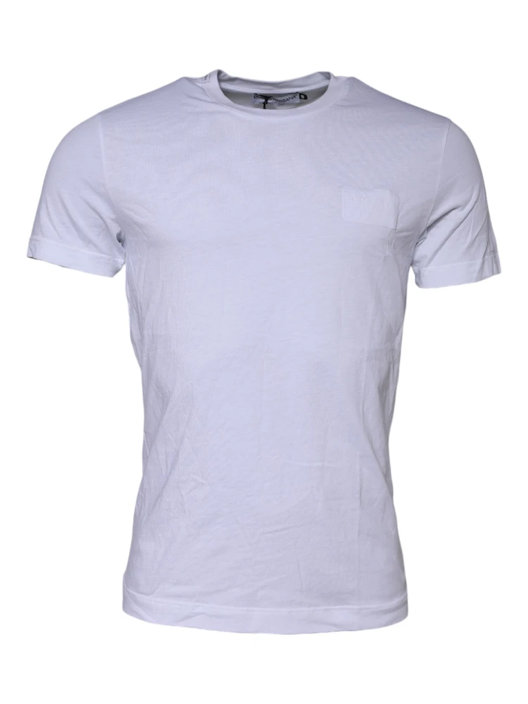 White Cotton Logo Patch Crew Neck T-shirt alternative