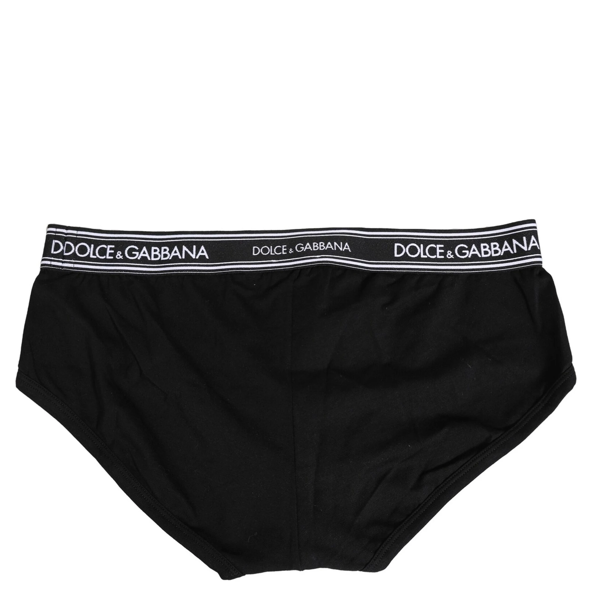 Black Cotton Stretch Logo Print Brief Underwear