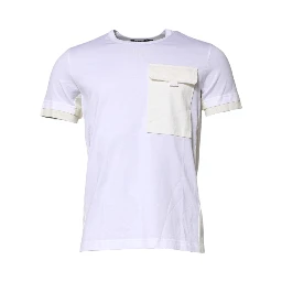 White Cotton Pocket Short Sleeves T-shirt