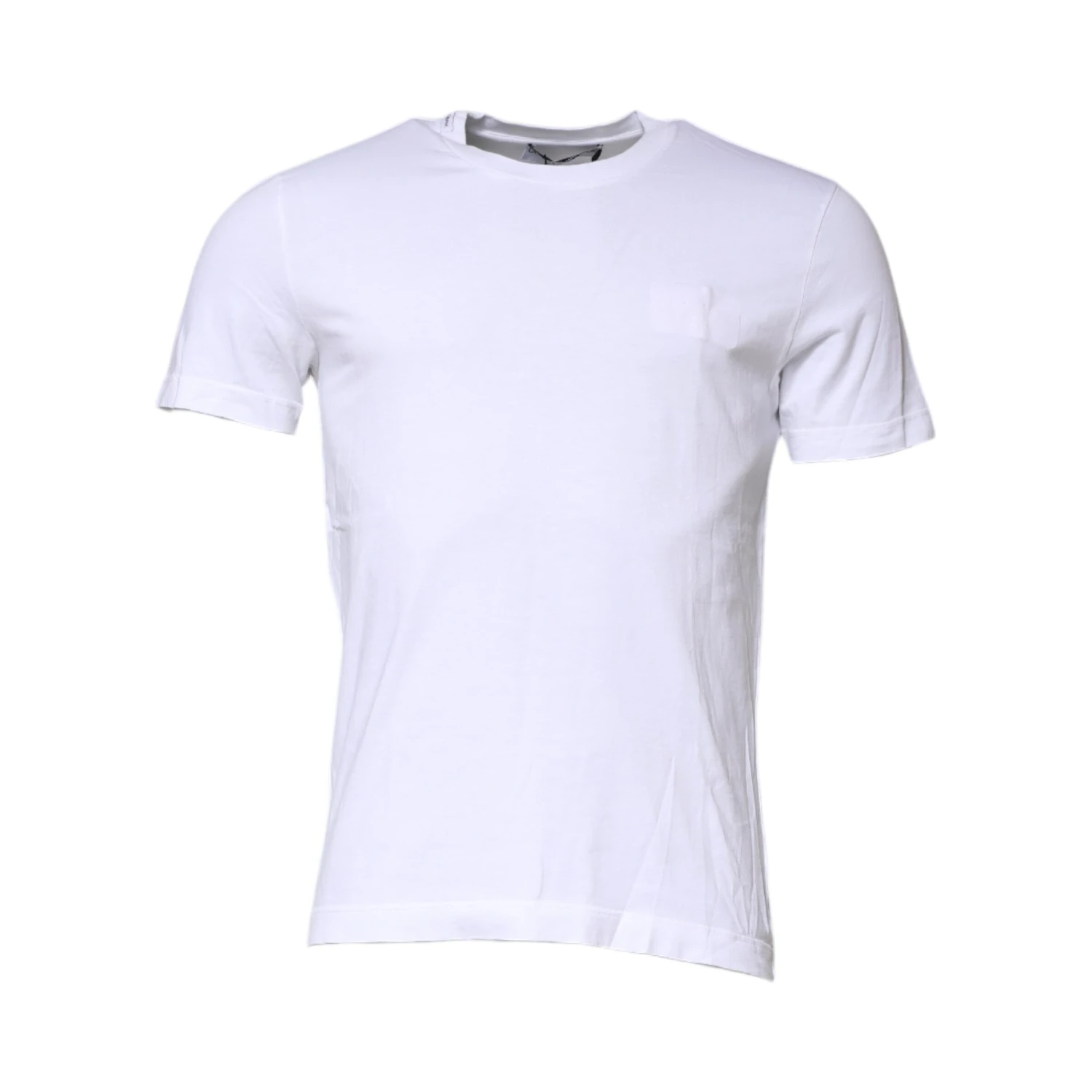 White Cotton Crew Neck Short Sleeves T-shirt