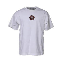 White Logo Embellish Short Sleeves T-shirt