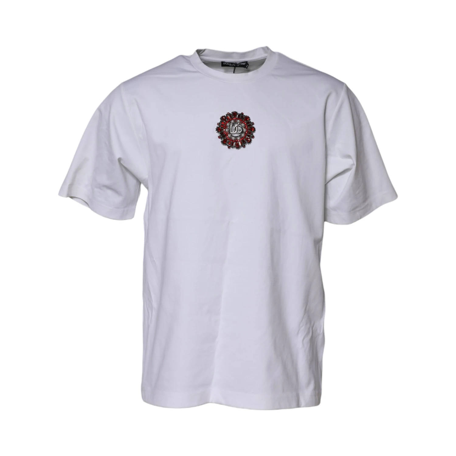 White Logo Embellish Short Sleeves T-shirt