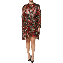 Multicolor Ruffle Floral Long Sleeves Dress