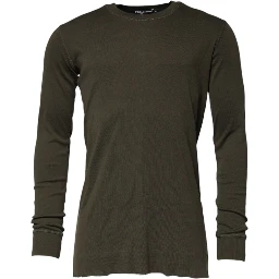 Dark Green Long Sleeves Crew Neck T-shirt