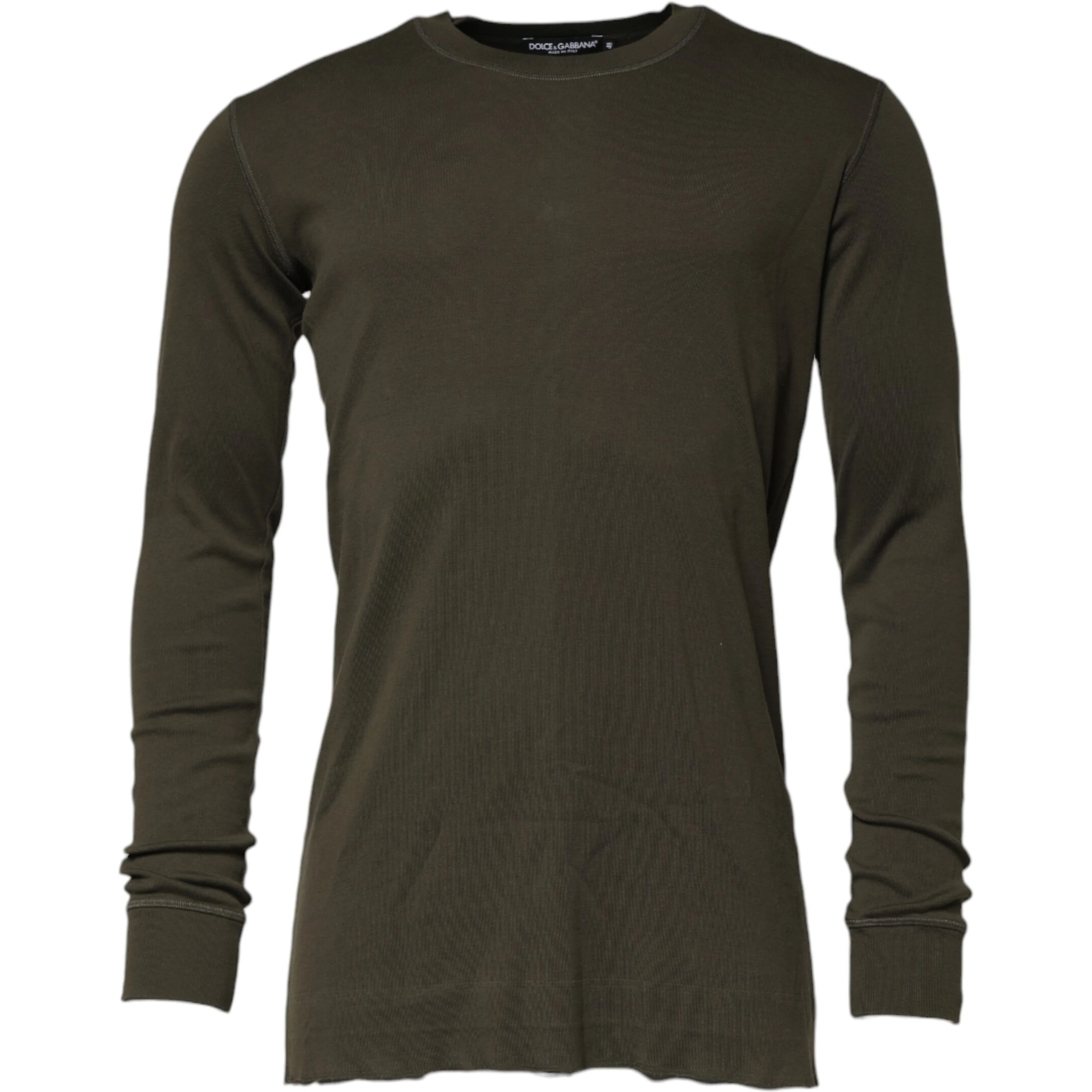 Dark Green Long Sleeves Crew Neck T-shirt