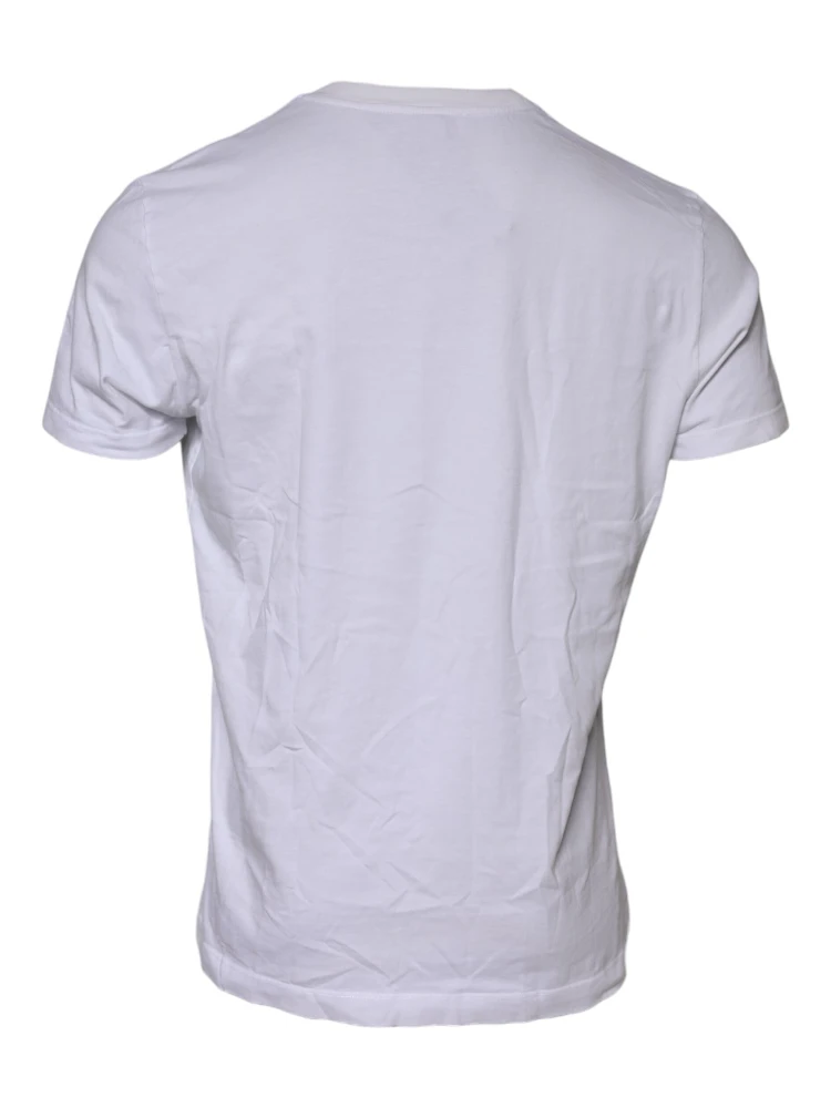 White Cotton Logo Patch Crew Neck T-shirt alternative