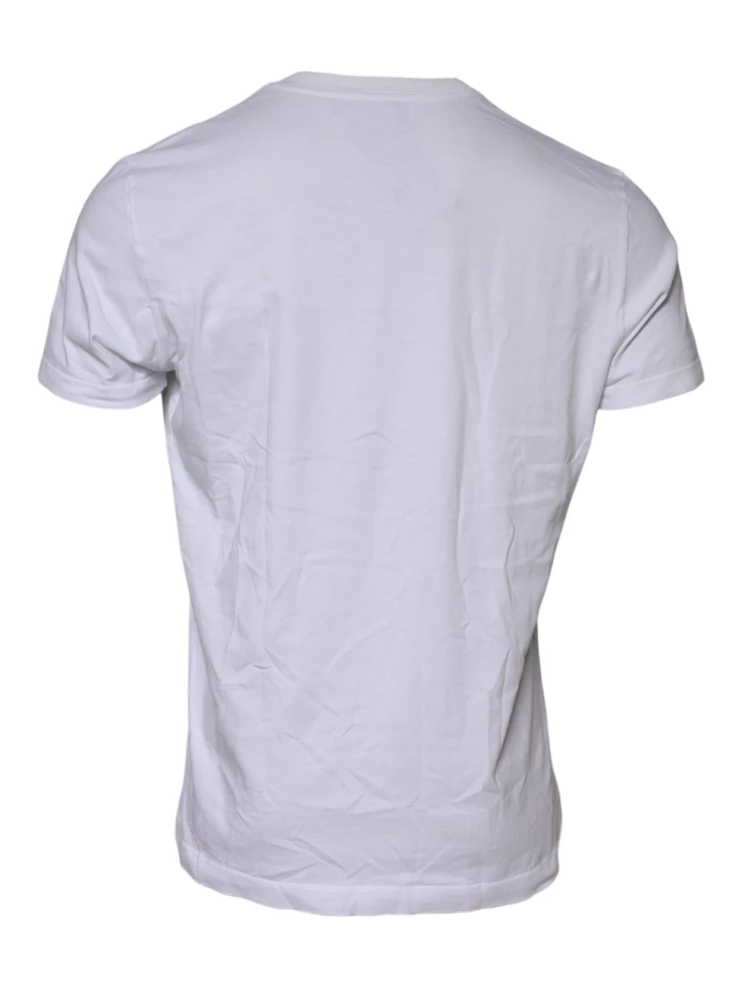 White Cotton Logo Patch Crew Neck T-shirt