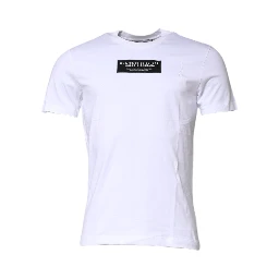 White Cotton Logo Patch Crew Neck T-shirt