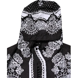 Black Bandana Print Hooded Bomber Jacket