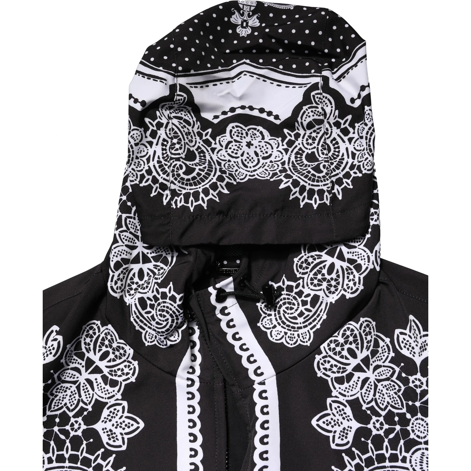 Black Bandana Print Hooded Bomber Jacket