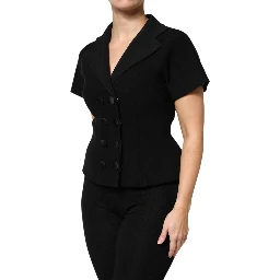 Black Wool Double Breasted Coat Jacket