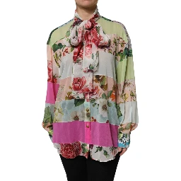 Multicolor Floral Patchwork Long Sleeves Top