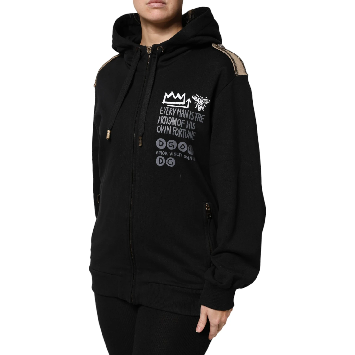 Black Logo Hooded Full Zip Sweatshirt Jacket