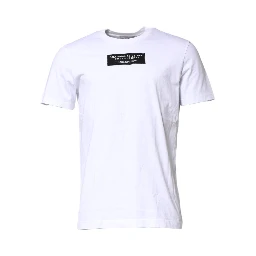 White Cotton Logo Patch Crew Neck T-shirt