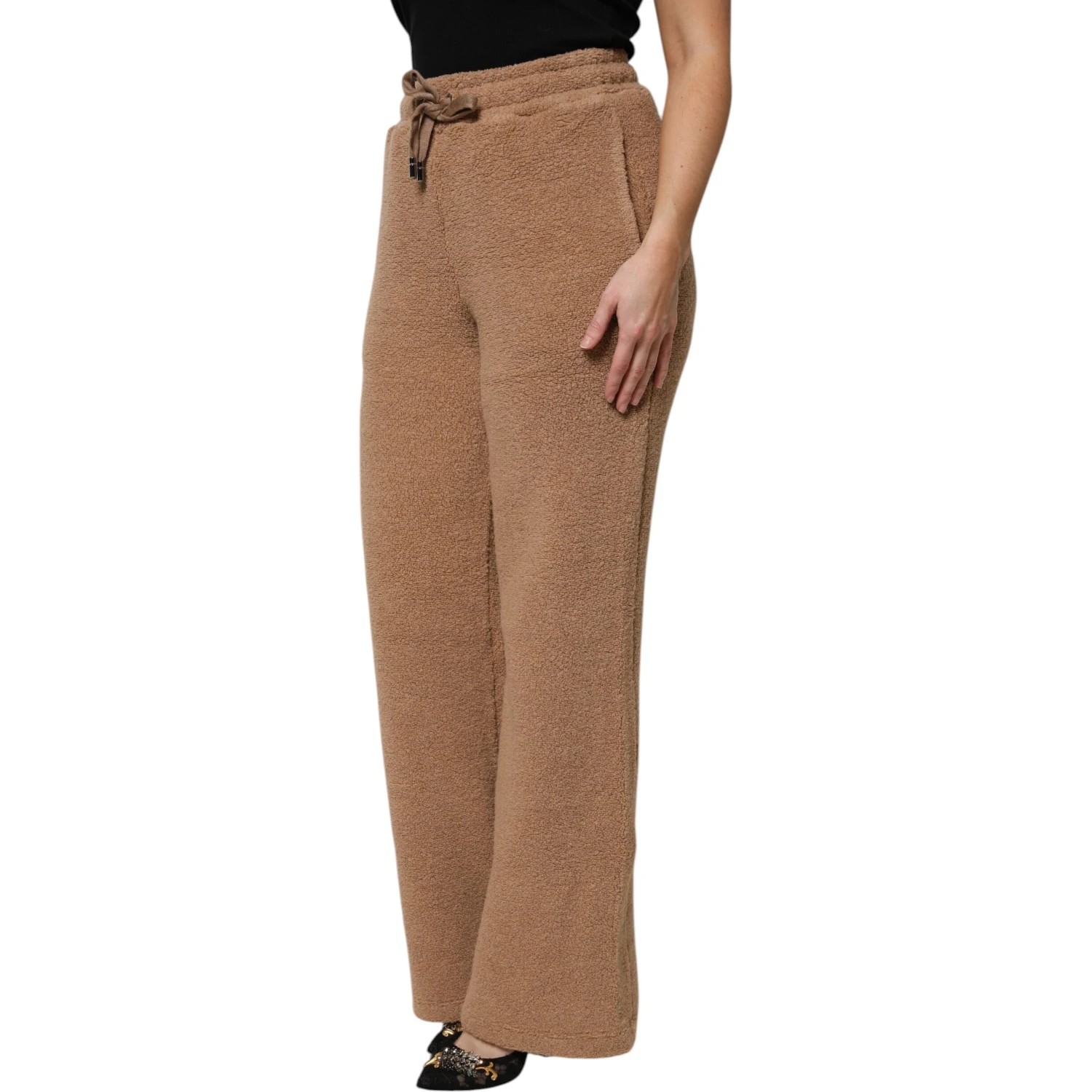 Brown Logo Plaque Sweatpants Straight Pants