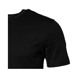 Black Cotton Short Sleeves Round Neck T-shirt
