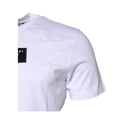 White Cotton Logo Patch Crew Neck T-shirt