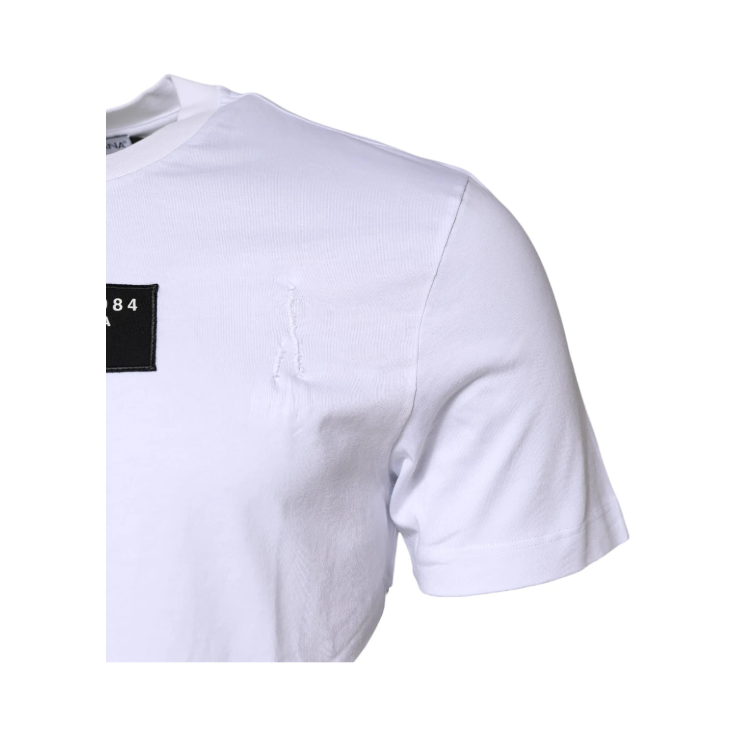 White Cotton Logo Patch Crew Neck T-shirt