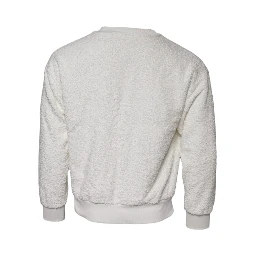 White Cotton Fleece Crew Neck Sweater