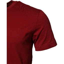 Red Cotton Short Sleeves Crew Neck T-shirt