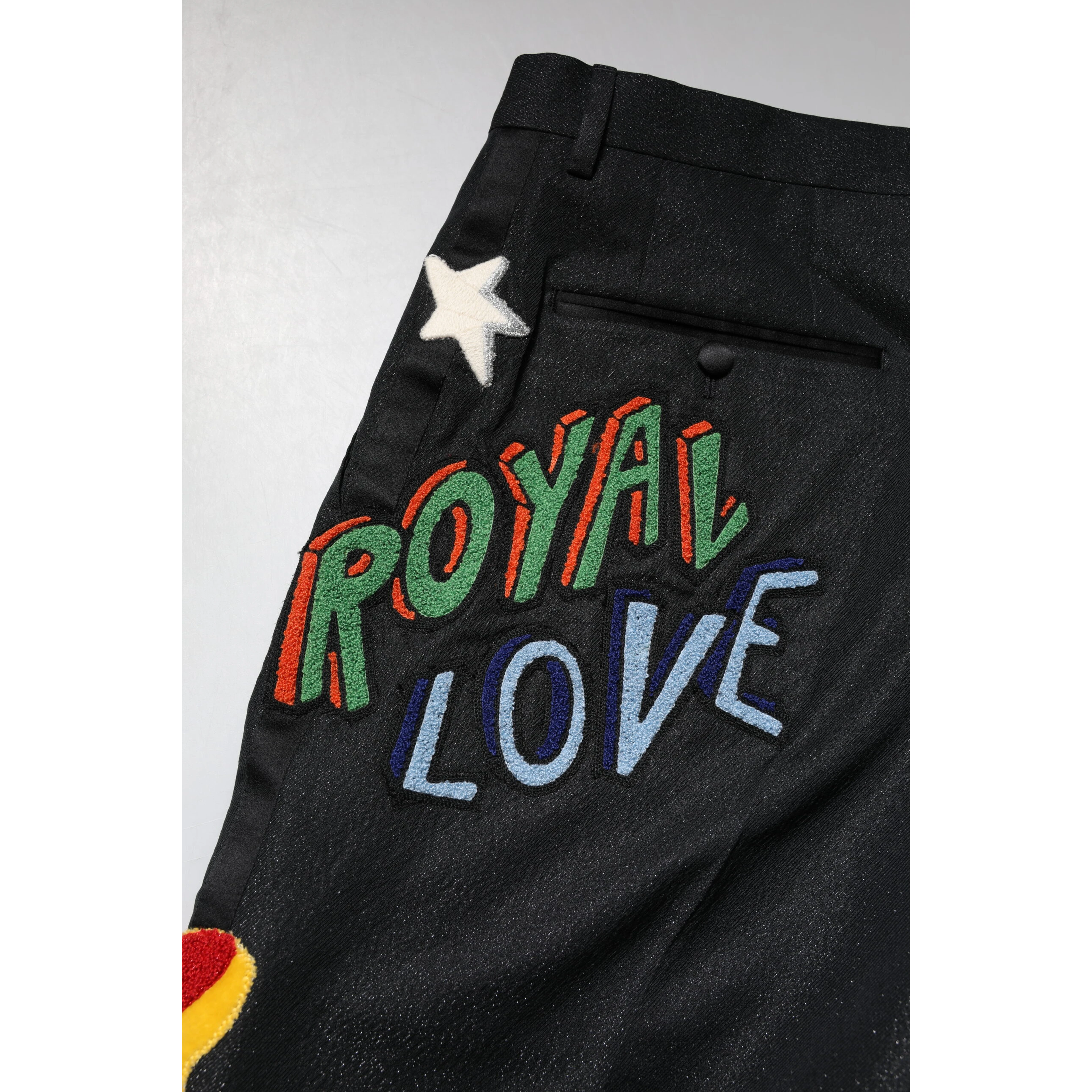 Black Graphic Embroidery Men Pants