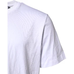 White Logo Embroidery Crew Neck T-shirt