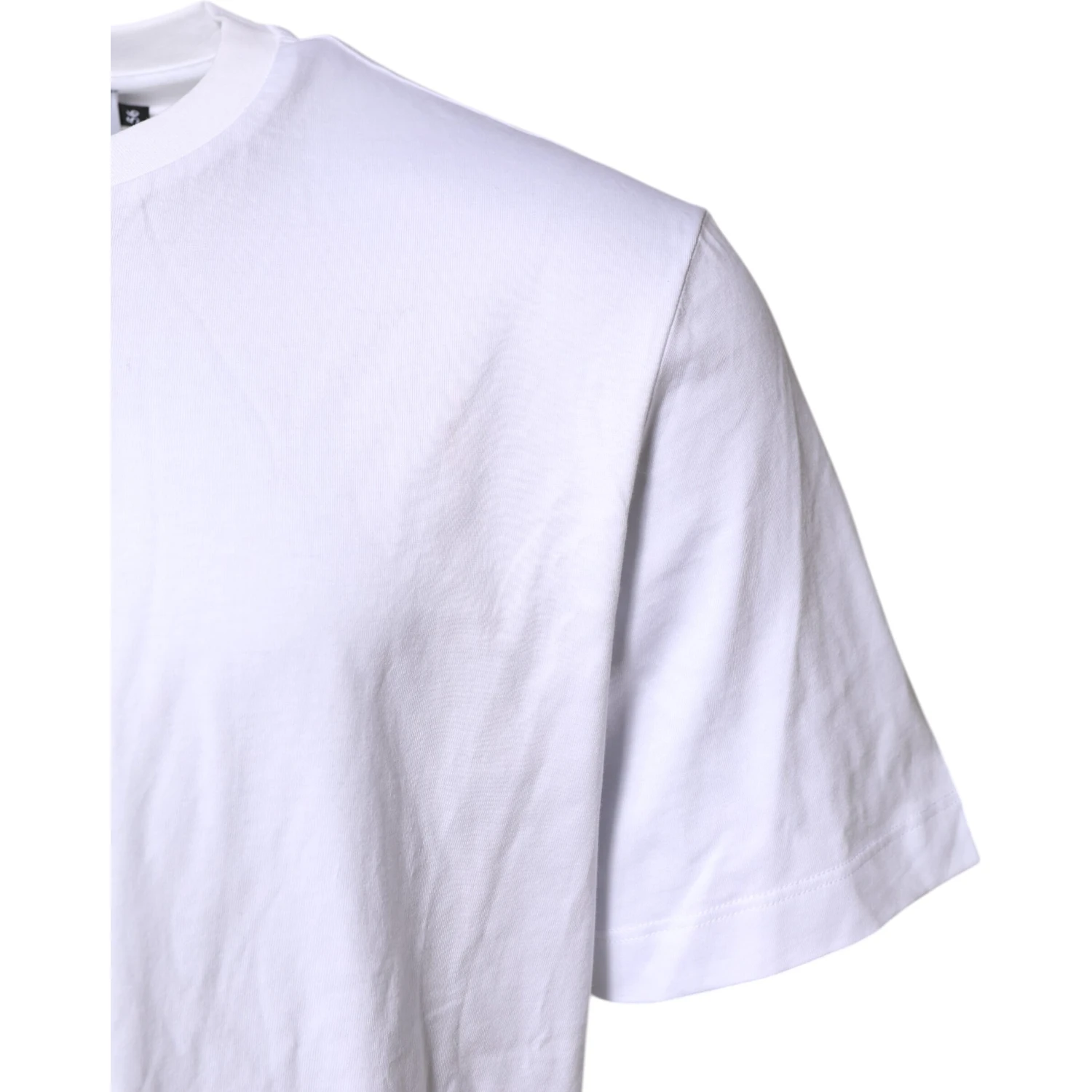 White Logo Embroidery Crew Neck T-shirt