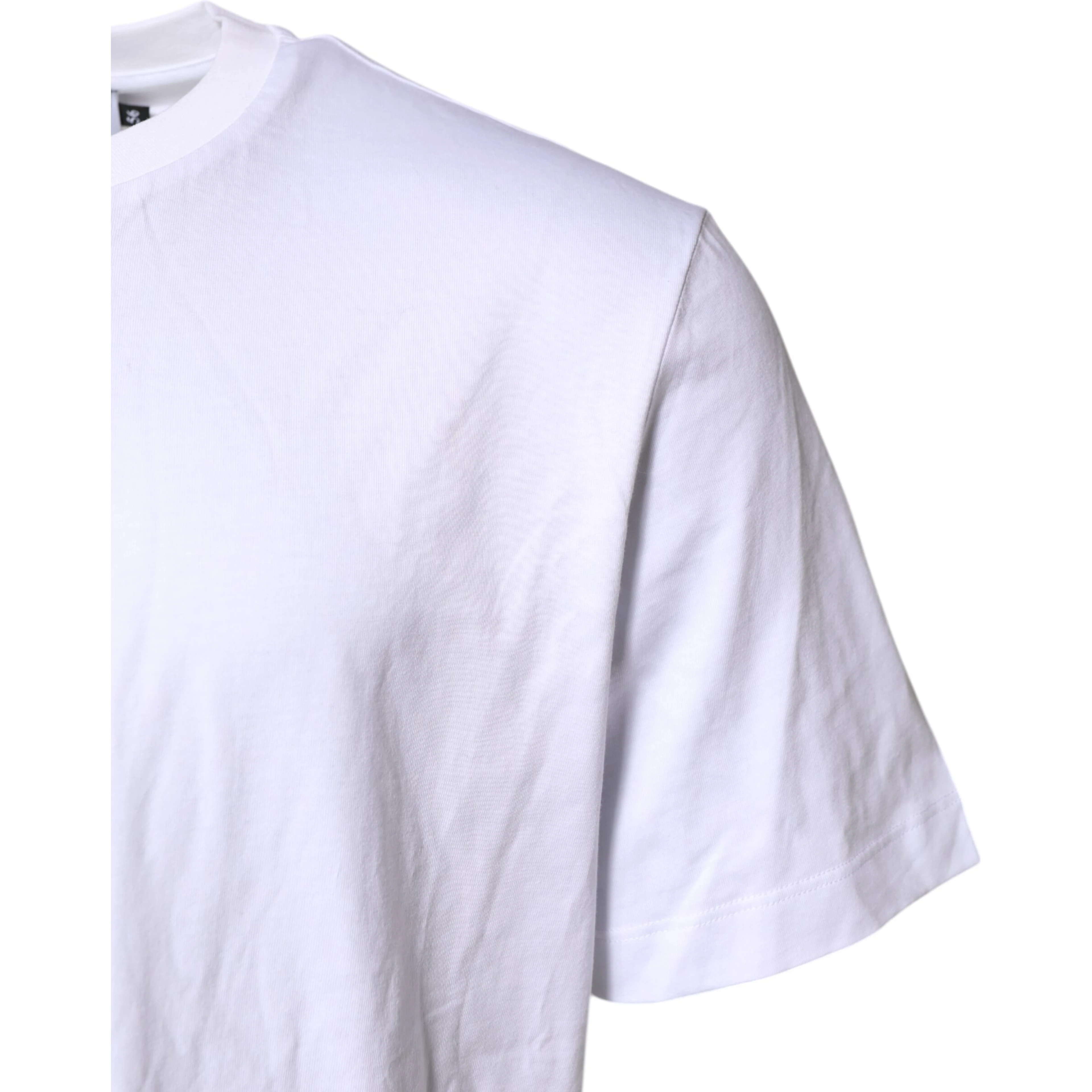 White Logo Embroidery Crew Neck T-shirt