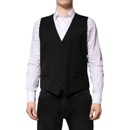 Black Wool Dress Formal Men Waistcoat Vest