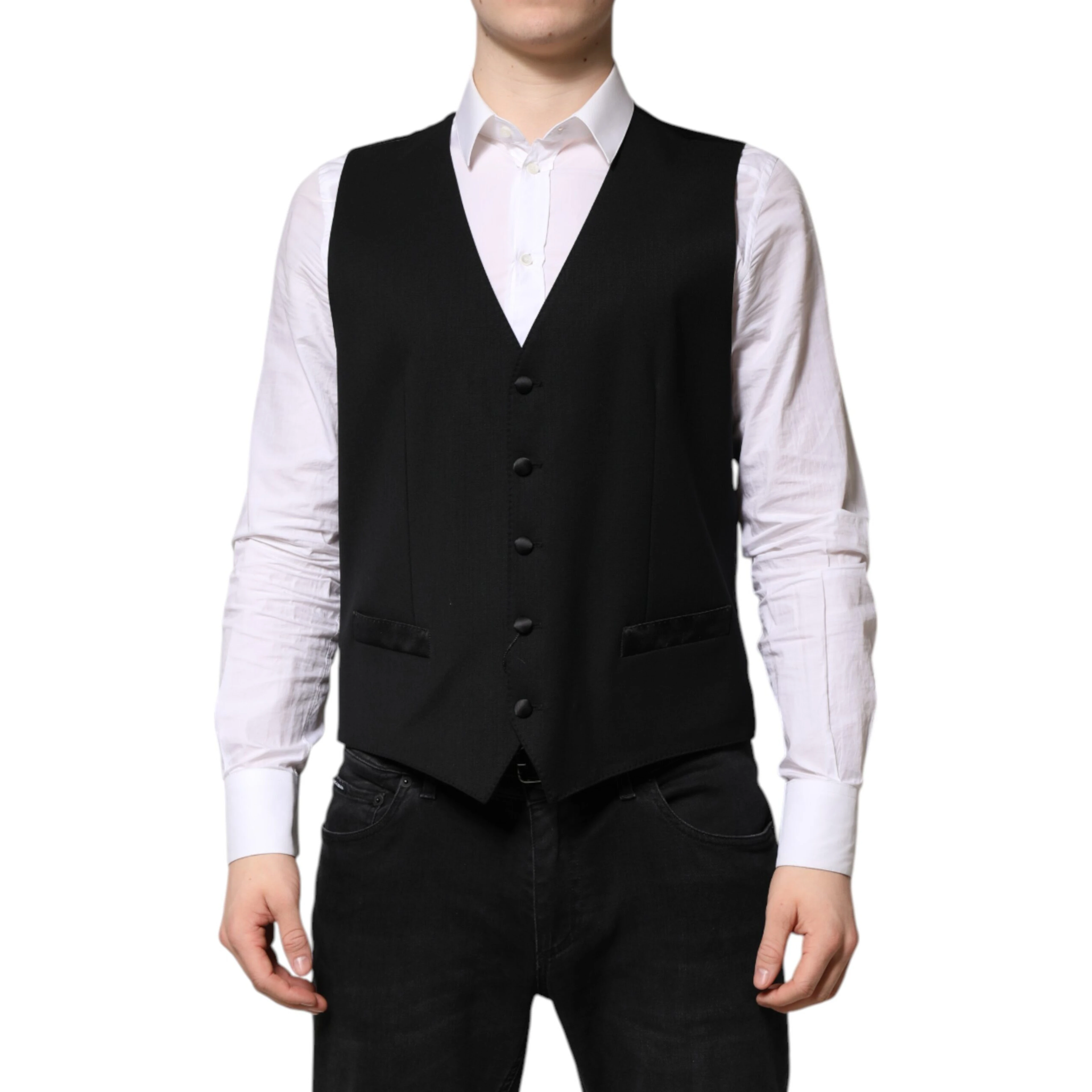 Black Wool Dress Formal Men Waistcoat Vest