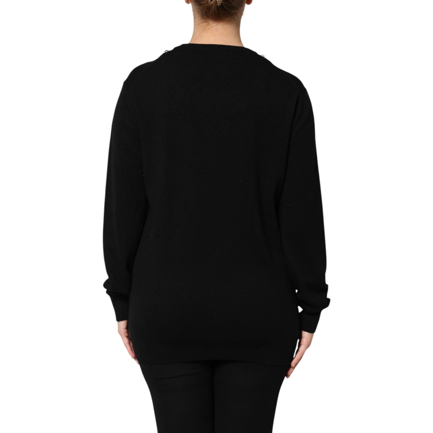 Black Cashmere Crystal Embellished Sweater