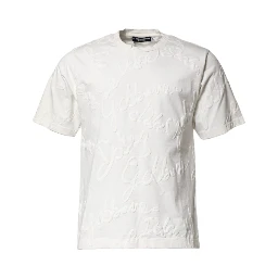 White Cotton Logo Embossed Crew Neck T-shirt