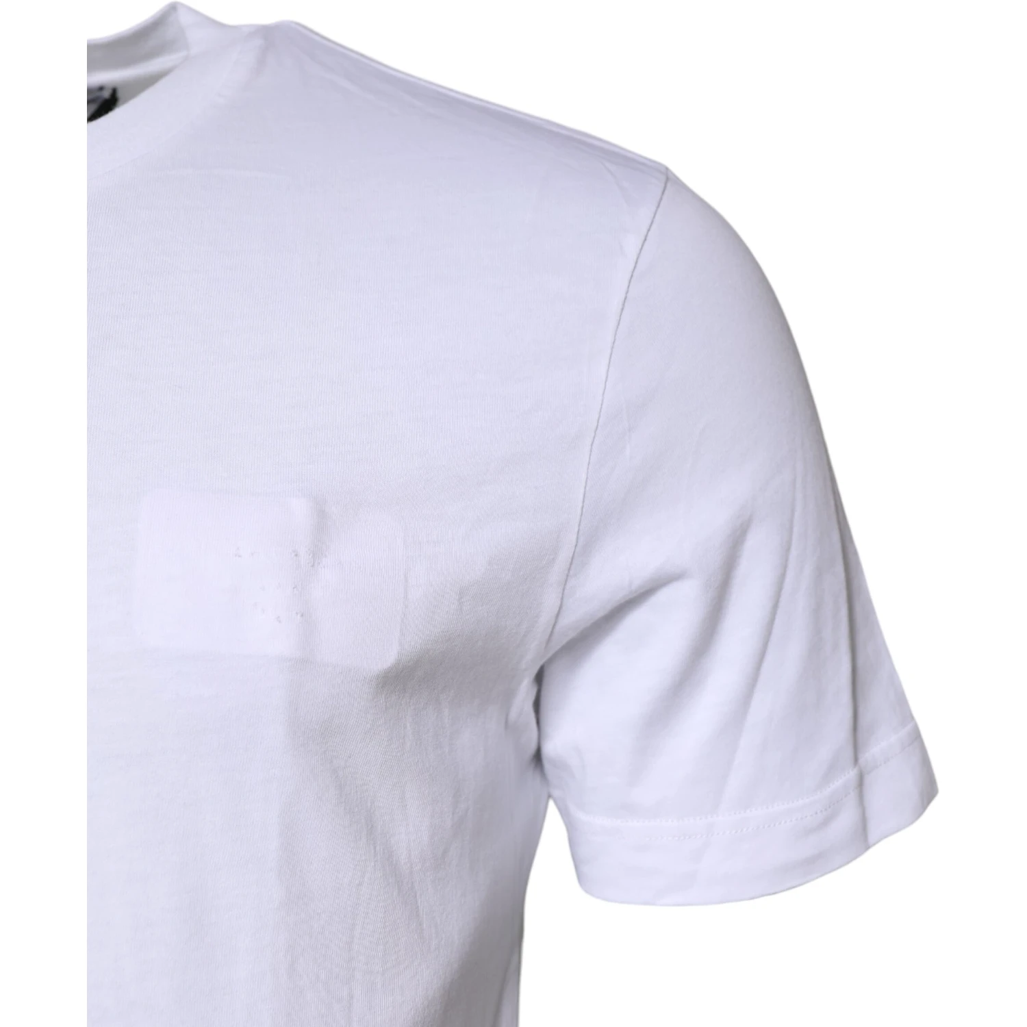 White Cotton Crew Neck Short Sleeves T-shirt