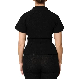 Black Wool Double Breasted Coat Jacket