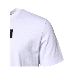 White Cotton Logo Patch Crew Neck T-shirt