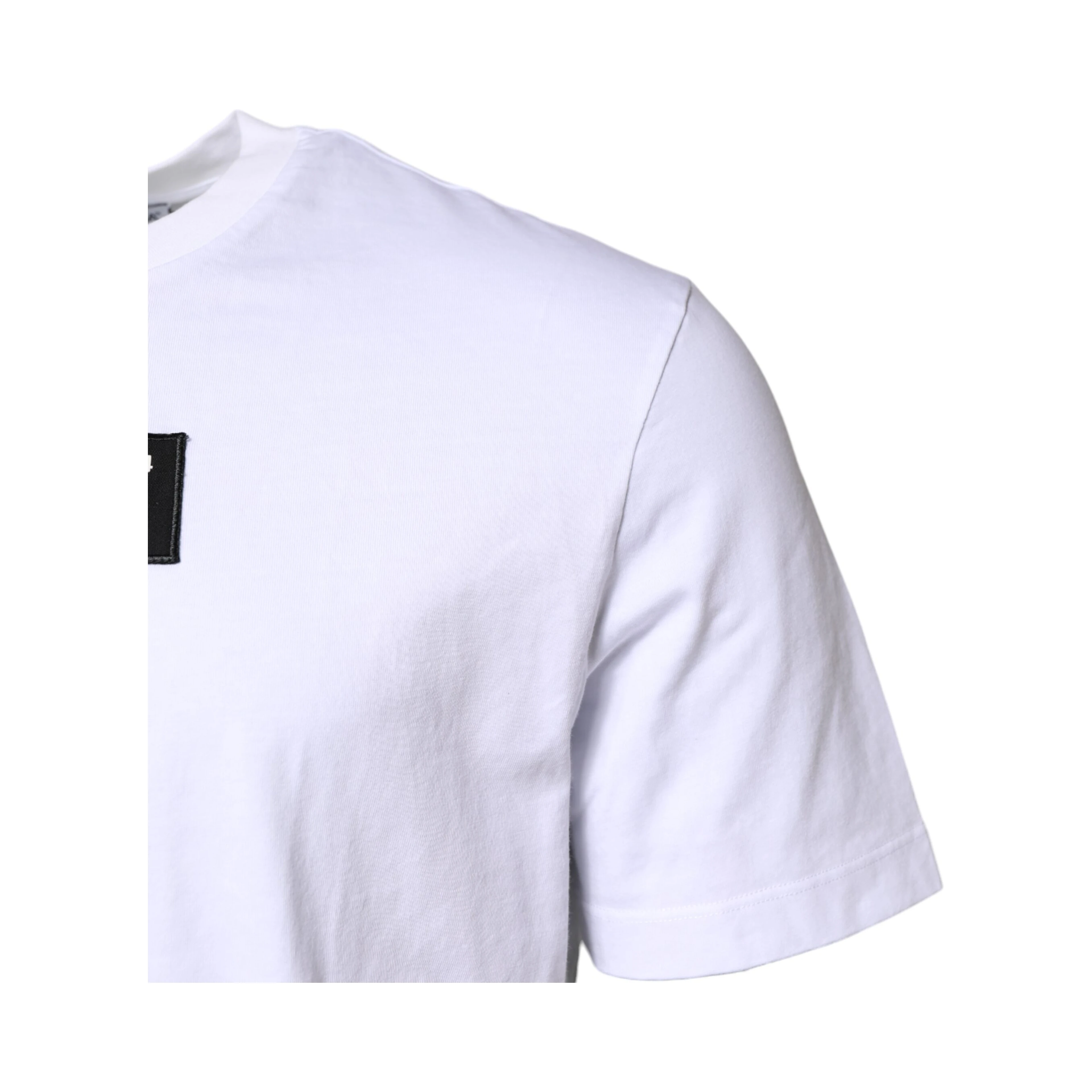White Cotton Logo Patch Crew Neck T-shirt