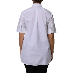 White Cotton Short Sleeves Collared Polo Top