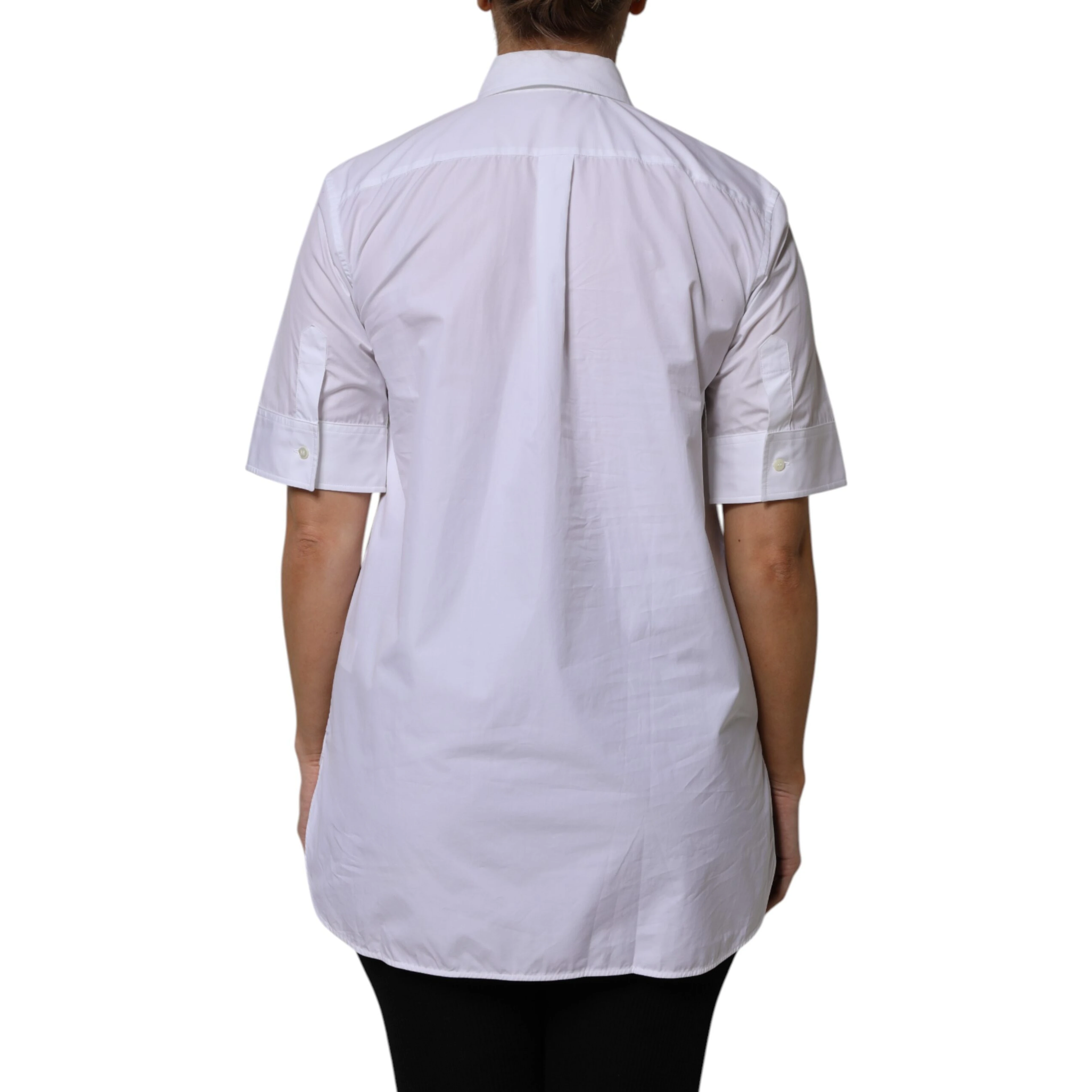 White Cotton Short Sleeves Collared Polo Top